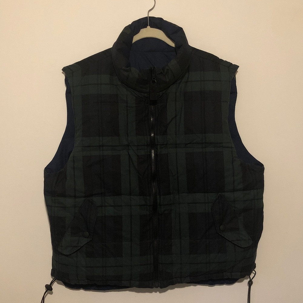 VTG Outdoor Exchange Navy/plaid reversible Puffer Vest Cotton - Picture 2 of 11